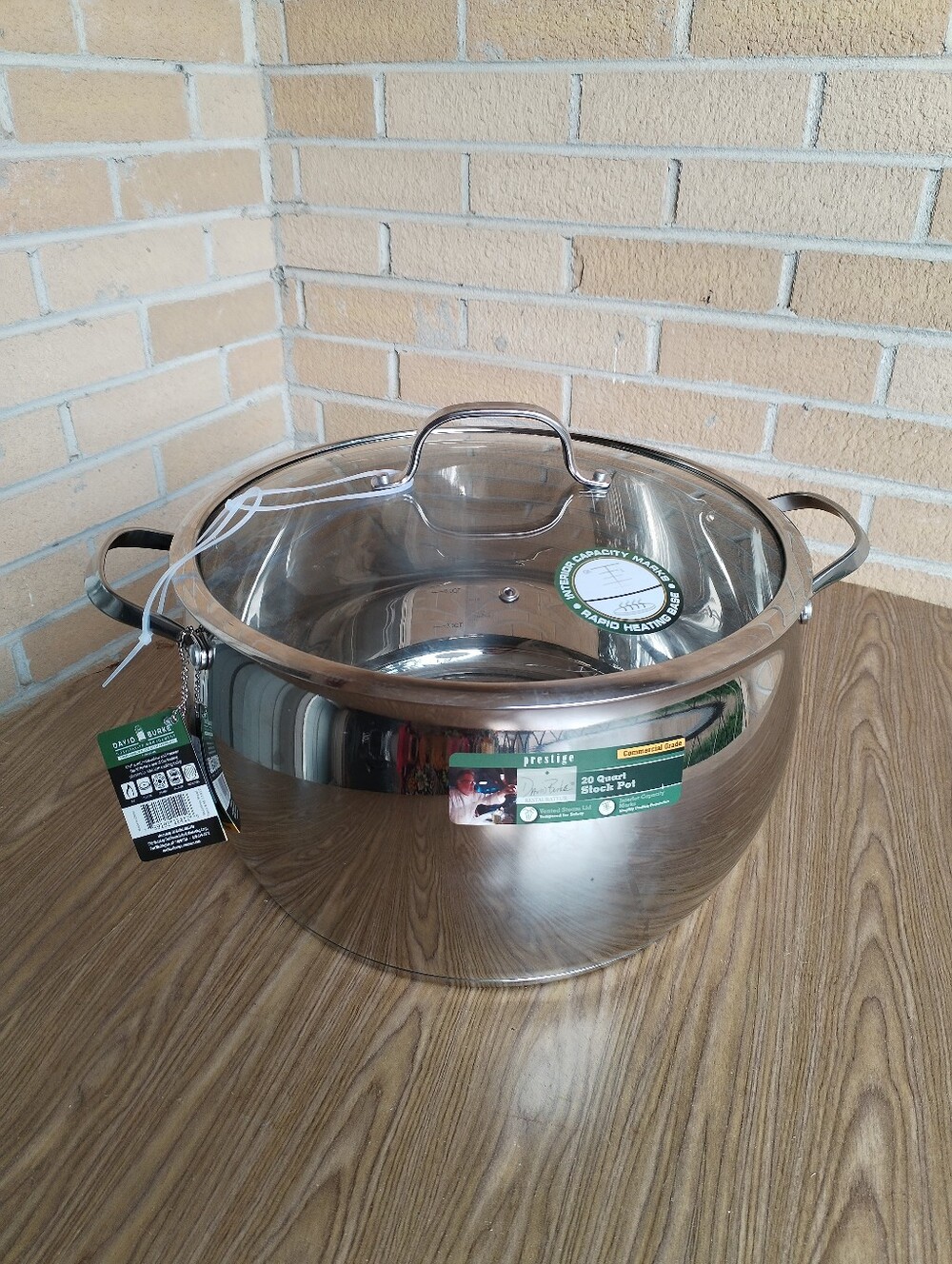 David Burke 20qt Stainless Steel Stock Pot with Glass Lid - Silver